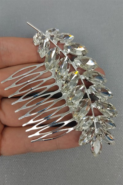 Gelin Saç Tokası Kristal Taşlı Taraklı 1 Adet