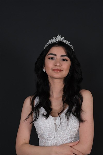 Gümüş Rengi Kristal Taşlı Kına, Gelin Tacı ve Küpe Takımı