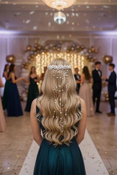 İnci ve Kristal Detaylı Uzun Sarkıtlı Gelin Saç Aksesuarı – Nikah Düğün Aksesuarı