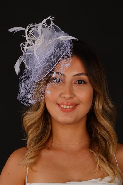 Kırık Beyaz Vualet Nikah Şapkası Ade Gelin Aksesuarı
