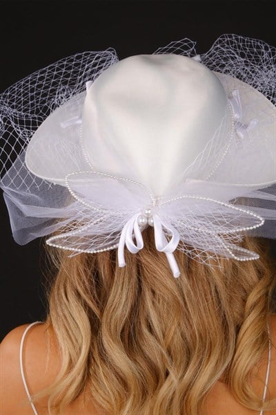 Kırık Beyaz Vualet Nikah Şapkası İzem İncili Gelin Aksesuarı