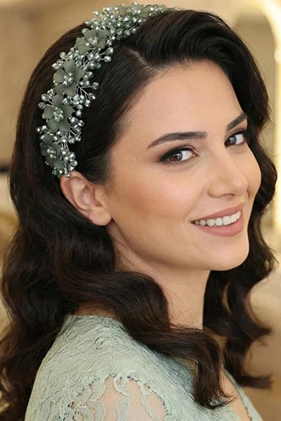 Kristal Taşlı Çiçekli Gelin Tacı Kına Ve Nişan Saç Aksesuarı