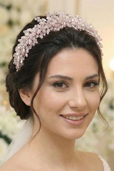 Kristal Taşlı Gelin Tacı Kına Ve Nişan Saç Aksesuarı