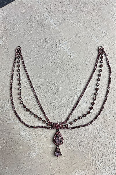 Pembe İnce  Alınlık Saç Aksesuarı Gelin Kına Tacı