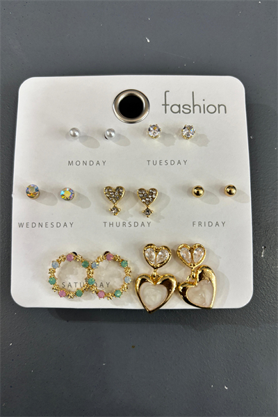 Aura Collection Haftanın Her Gününe Özel Işıltılı Küpe Seti