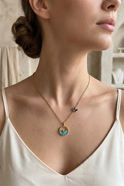 Butik Satışına Uygun Mavi Detaylı Kolye