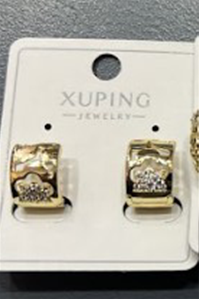 Butik Tarz Gold Kaplama Lale Detaylı Çelik Halka Küpe Seti