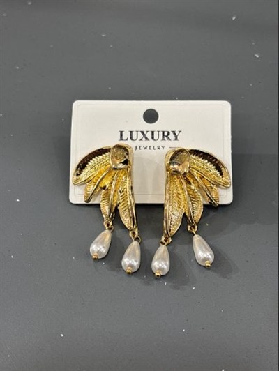 Butikler İçin Toptan Çelik Gold Kaplama İncili Tasarım Küpe Modeli