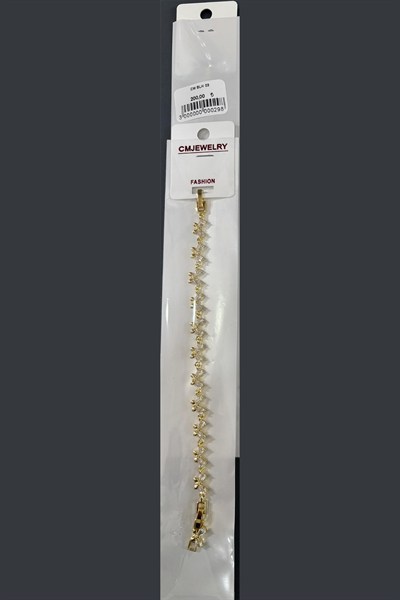 Zirkon Taşlı Geometrik ve Kelebek Motifli Gold Bileklik