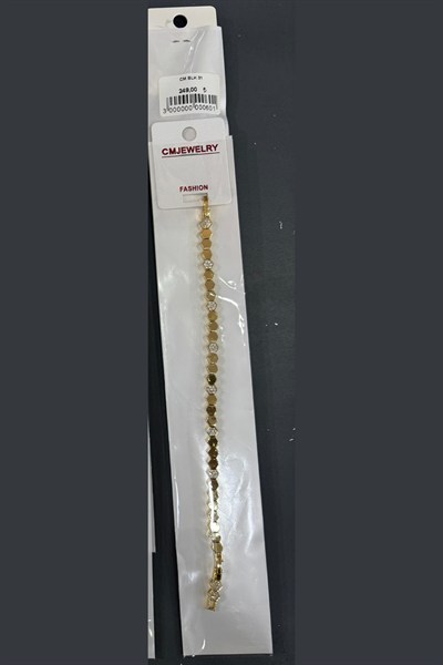 Zirkon Taşlı Altıgen Altın Rengi Bileklik