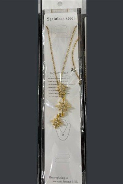 Gold Renk Çoklu Yıldız Figürlü Şık Kolye