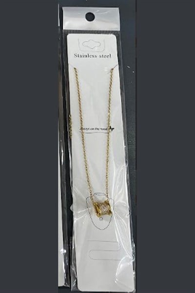 İkonik Silindir Formlu Taşlı Kolye