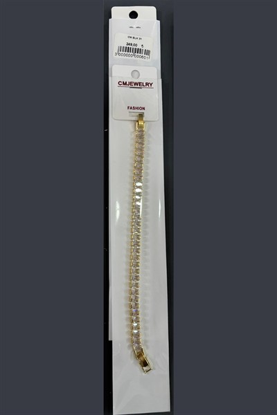 Işıltılı Baget Kesim Zirkon Taşlı Gold Bileklik