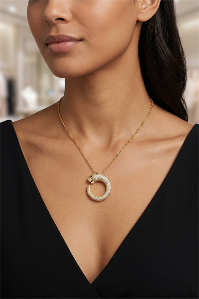 Luxury Zirkon Taşlı Modern Hilal Model Kolye