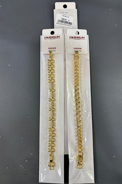 optan 316L Çelik Kadın Bileklik - Zirkon Taşlı Su Yolu ve Cuban Zincir Modeli