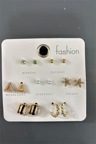 Seven Days of Style: Günlük Konseptli İncili ve Taşlı Küpe Buketi