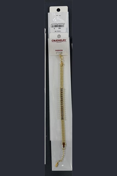 Toptan 316L Çelik Gold Çoklu Zincir Baget Taşlı Kadın Bileklik
