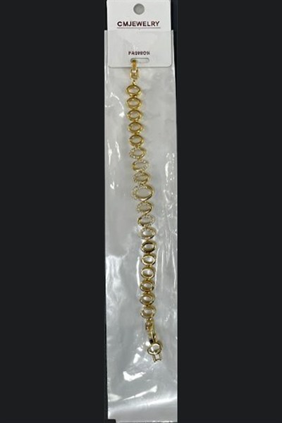 Toptan 316L Çelik Gold Dikey Baget Zirkon Taşlı Modern Kadın Bileklik