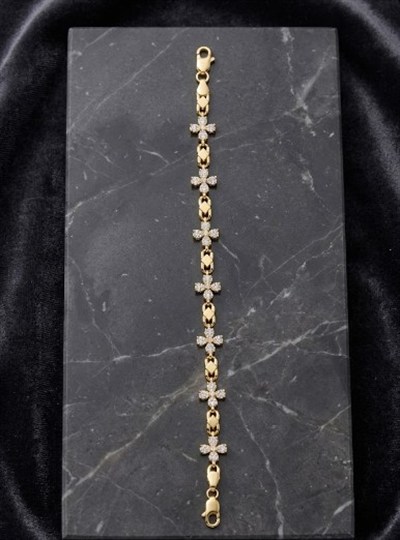 Toptan 316L Çelik Gold Dikey Baget Zirkon Taşlı Modern Kadın Bileklik