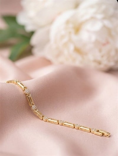Toptan 316L Çelik Gold Elips Geçmeli Halka Tasarım Kadın Bileklik