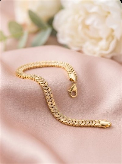 Toptan 316L Çelik Gold İtalyan Ezme Balıksırtı Zincir Kadın Bileklik