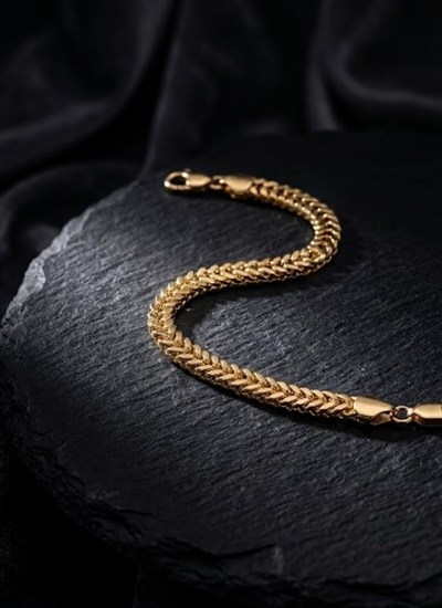 Toptan 316L Çelik Gold Kaplama Örgü Zincir Model Kadın Bileklik