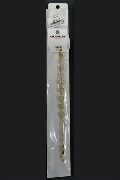 Toptan 316L Çelik Gold Kaplama Sıralı Baget Zirkon Taşlı Kadın Bileklik