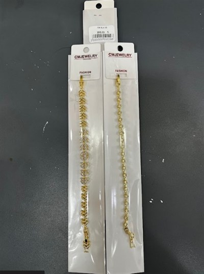 Toptan 316L Çelik Gold Markiz Yaprak Desenli ve Sıralı Taşlı Kadın Bileklik