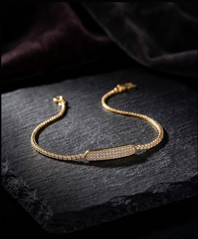 Toptan 316L Çelik Gold Renkli Faset Kesim Zirkon Taşlı Kadın Bileklik
