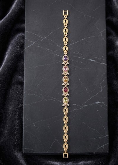 Toptan 316L Çelik Gold Renkli Faset Kesim Kristal Taşlı Kadın Bileklik