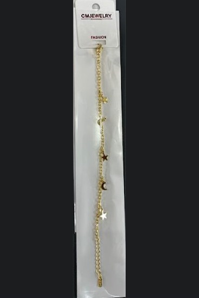 Toptan 316L Çelik Gold Sallantılı Ay Yıldız Figürlü Kadın Bileklik