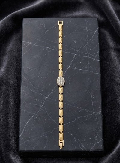 Toptan 316L Çelik Gold Sallantılı Baget Taşlı Minimalist Kadın Bileklik