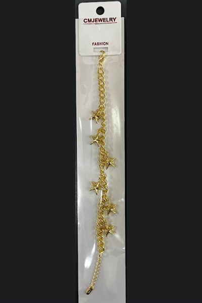 Toptan 316L Çelik Gold Sallantılı Çoklu Yıldız Figürlü Kadın Bileklik
