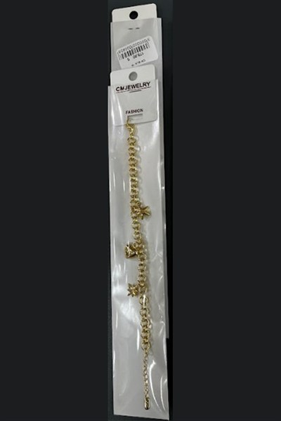 Toptan 316L Çelik Gold Sallantılı Kalp ve Kutup Yıldızı Figürlü Charm Bileklik