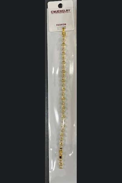 Toptan 316L Çelik Gold Üçgen Kesim Zirkon Taşlı Su Yolu Kadın Bileklik