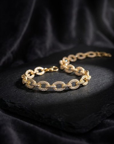 Toptan 316L Çelik Gold Zirkon Göbekli Dorika Kadın Bileklik
