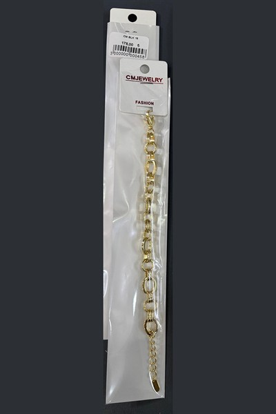 Toptan 316L Çelik Kadın Bileklik - Geçişli Halka Zincir ve Dokulu (Kalemli) Model