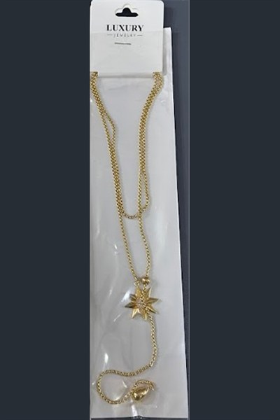 Toptan 316L Çelik Zirkon Taşlı Kutup Yıldızı ve Damla Sarkıtlı Kolye