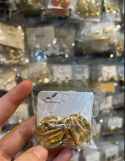Toptan Çelik Gold Dokulu Soyut Çiçek Model Küpe