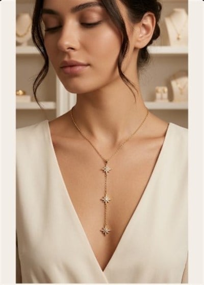 Toptan Çelik Üçlü Kutup Yıldızı Sallantılı Lariat Kolye