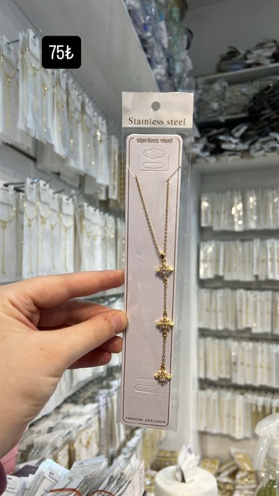 Toptan Çelik Üçlü Kutup Yıldızı Sallantılı Lariat Kolye