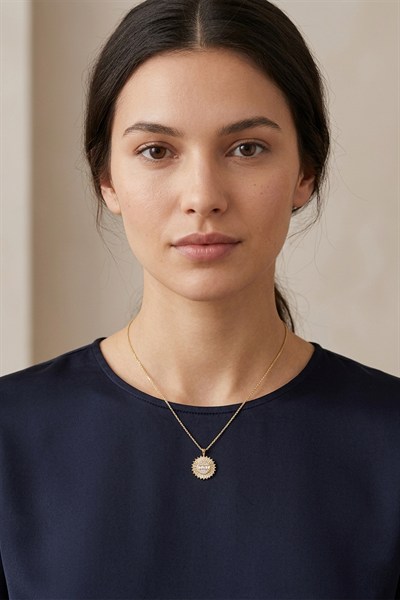 Toptan Gold Baget Zirkon Taşlı Minimalist Kolye