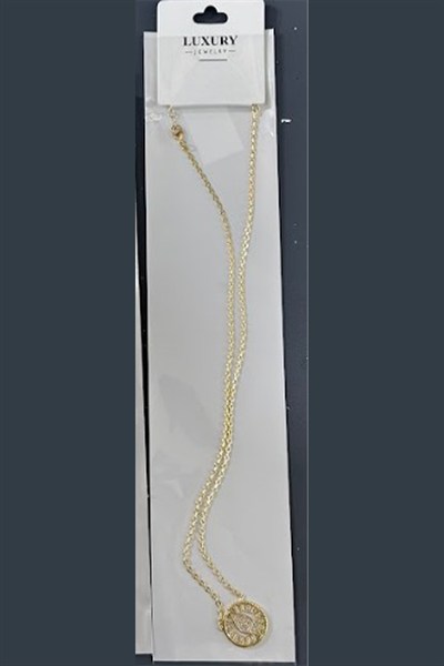 Toptan Gold Minimalist Baget Zirkon Taşlı Kolye