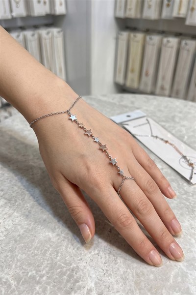 Toptan Gümüş Kaplama Yıldız Figürlü ve Pembe Kristal Boncuklu Şahmeran