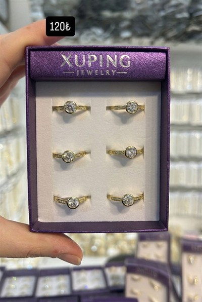 Toptan Lüks Zirkon Detaylı Çelik Tektaş Model Yüzük