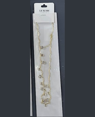 Toptan Paslanmaz Çelik Gold Kare ve Yuvarlak Zirkon Taşlı Lüks Kolye