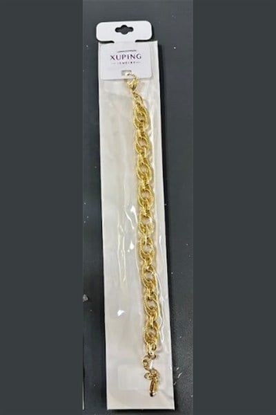 Toptan Xuping Gold Renk Dokulu Halka Zincir Kararmaz Çelik Bileklik
