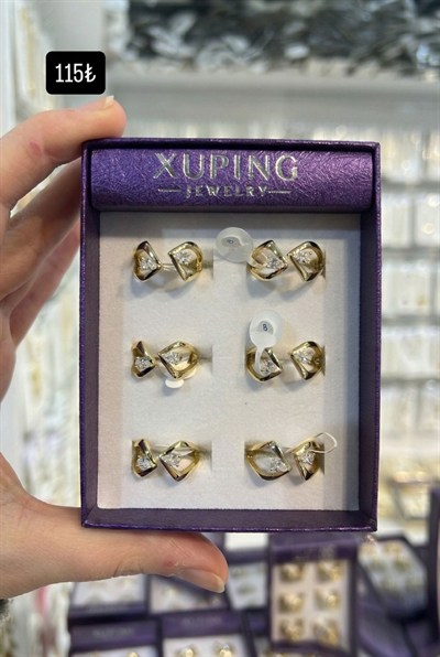Toptan Xuping Seri Markiz Zirkon Taşlı Geometrik Çelik Yüzük
