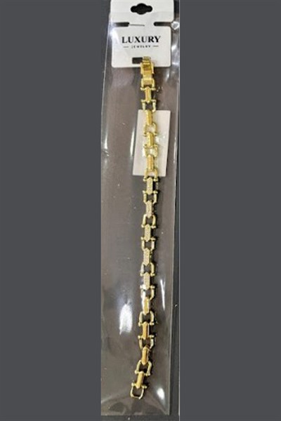 Toptan Zirkon Taşlı Gold Çelik Kadın Bileklik