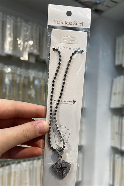 Toptan Zirkon Taşlı Kalkan Model Kolye